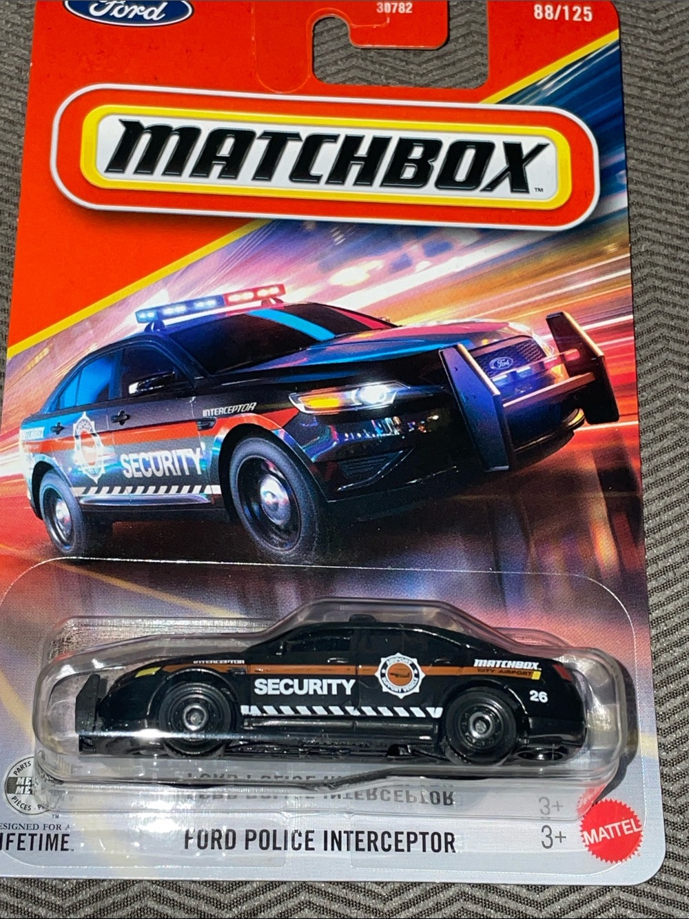 Matchbox Black Security Ford Police Interceptor Toy Car